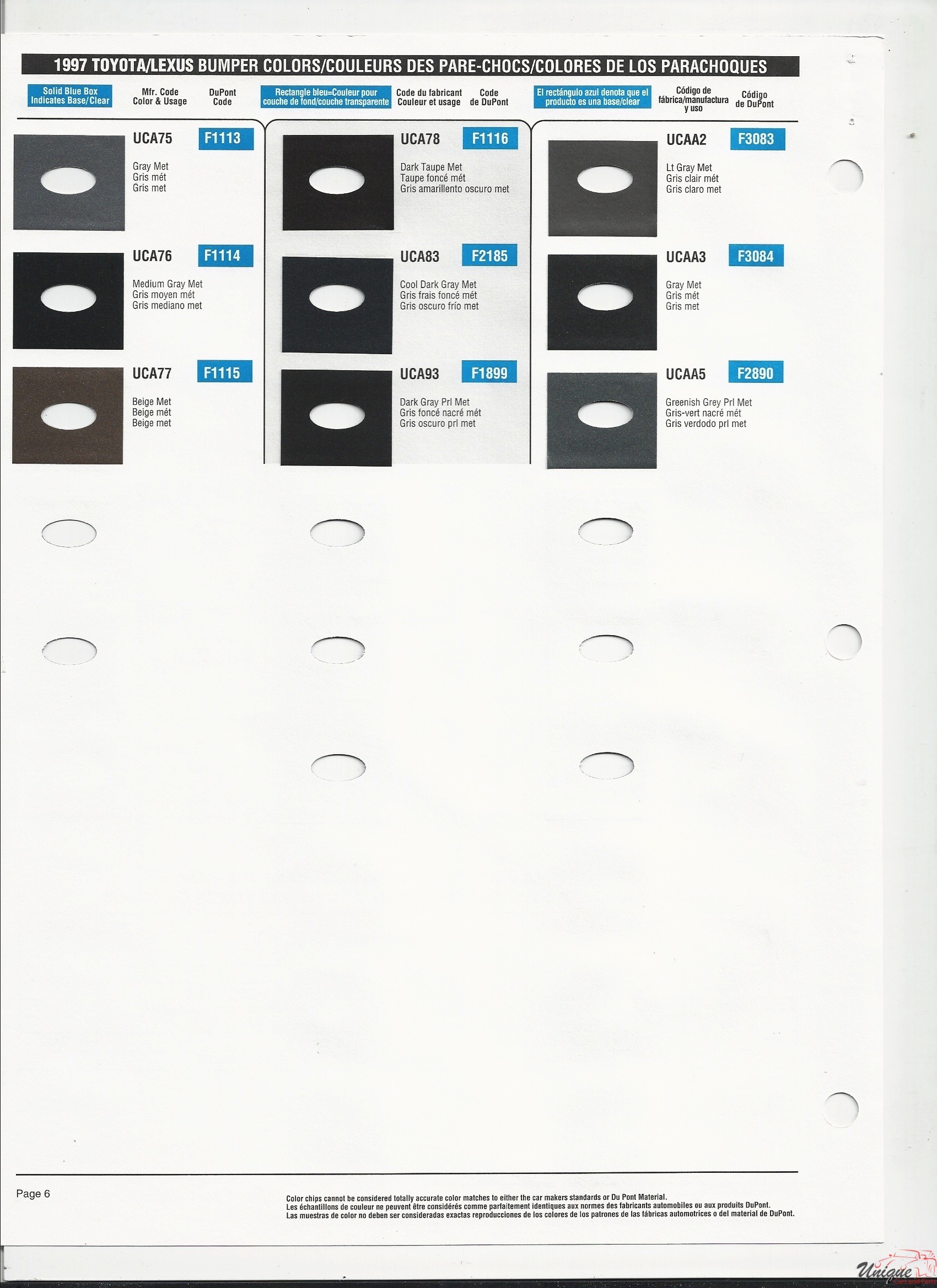 1997 Toyota-5 Paint Charts